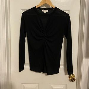 Black long-sleeve shirt with keyhole cutout